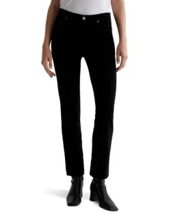 AG Jeans Mari Mid Rise Slim Straight Jeans in Super Black