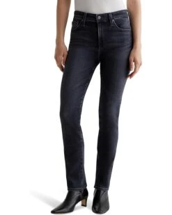 AG Jeans Mari Mid Rise Slim Straight Jeans in 8 Years Black Salt