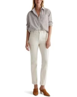 AG Jeans Lila Utility Mid-Rise Straight Jeans in White Oat -Americanlo Shop 719Skc5HMFL. AC SR736920