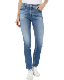 AG Jeans Mari High-Rise Slim Straight in 15 Years Shoreline | Jeans