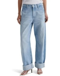 AG Jeans Mercer High Rise Cuffed Barrel Jeans in Sunset Blues